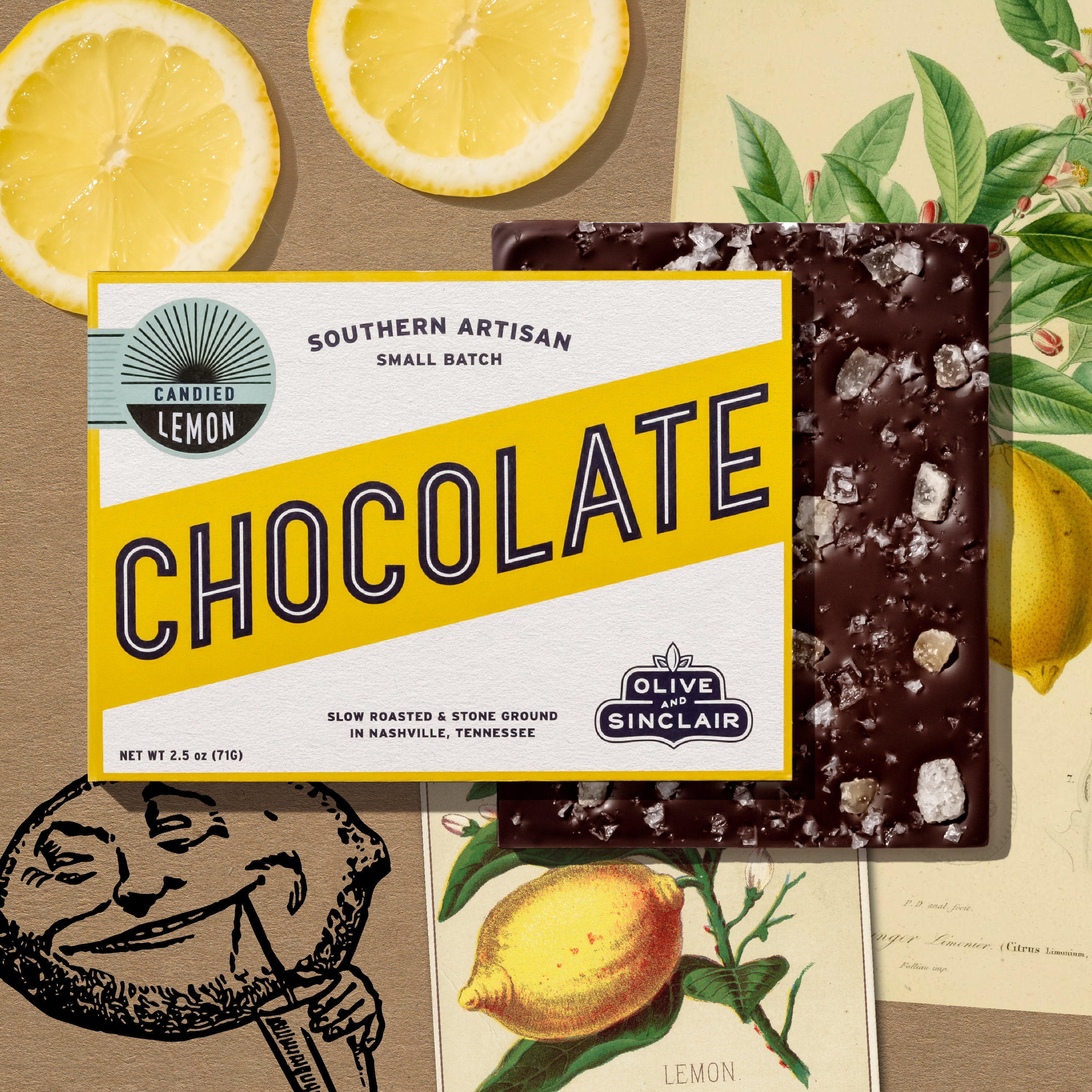 Candied Lemon Dark Chocolate Bar – Olive & Sinclair