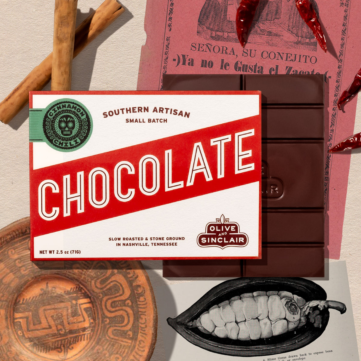 Mexican Style Cinnamon Chili Chocolate Bar Olive & Sinclair
